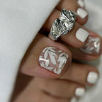 Press-On Nail Set Intricate Floral Glossy Finish