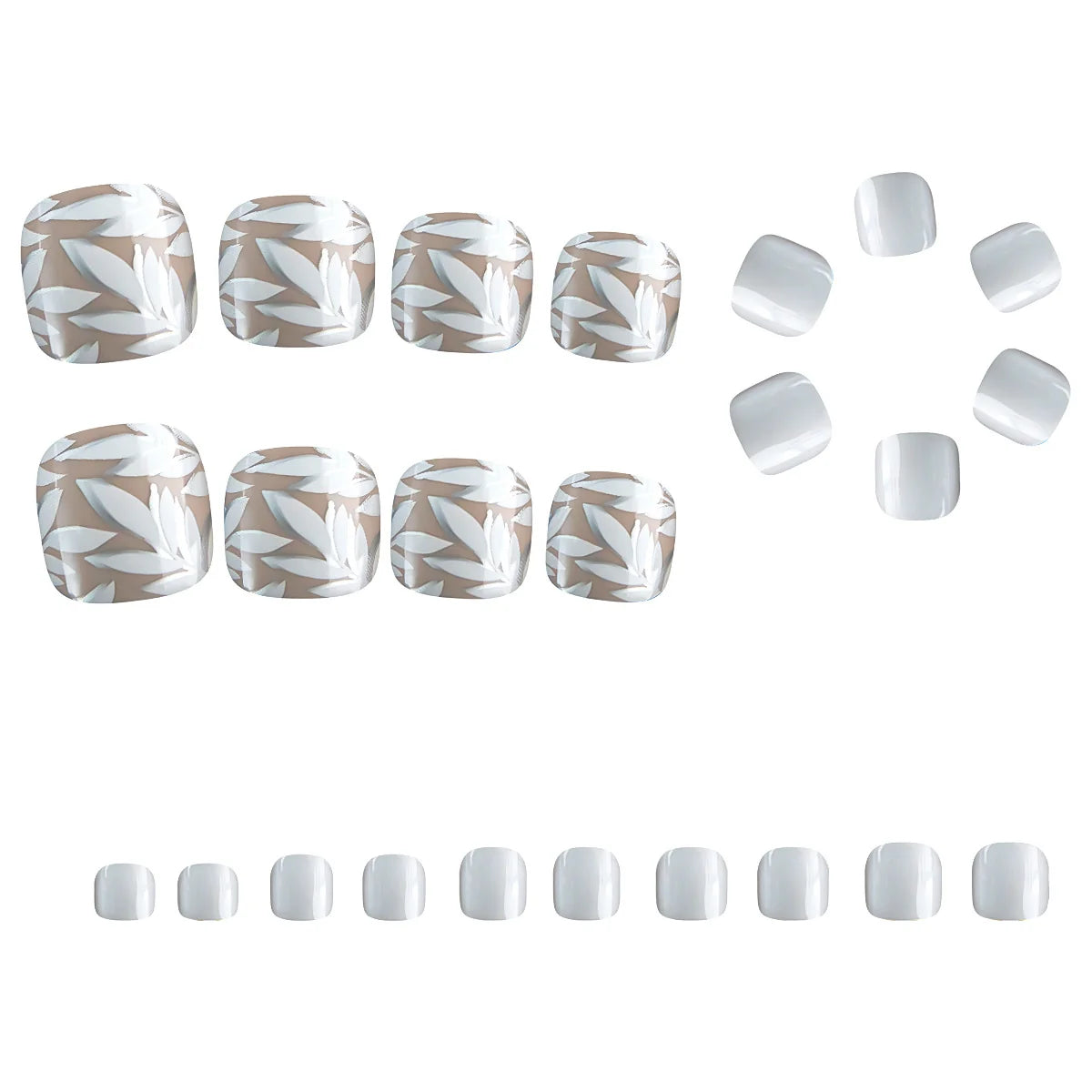 Press-On Nail Set Intricate Floral Glossy Finish