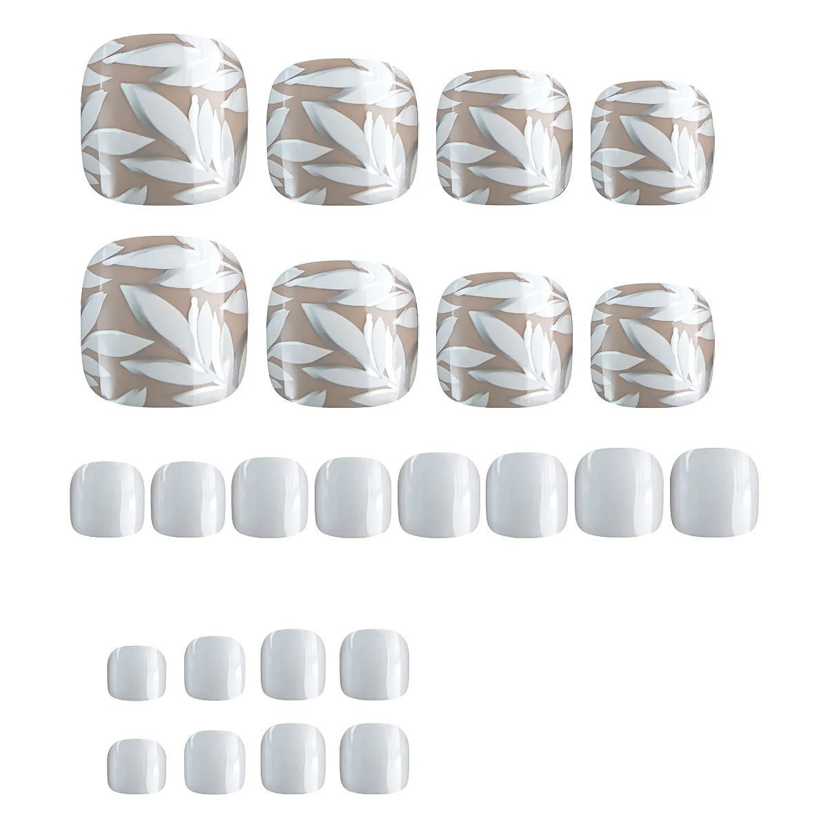 Press-On Nail Set Intricate Floral Glossy Finish