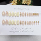 Press-On Nail Set Intricate Floral Glossy Finish Easy Application
