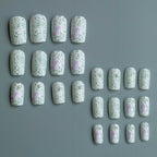 Press-On Nail Set Intricate Floral Lace Gel-Look Finish