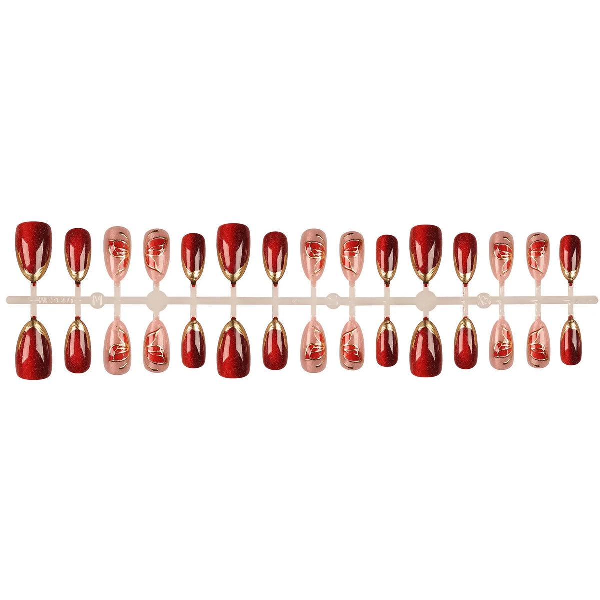 Press-On Nail Set Intricate Floral Multiple Sizes