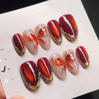 Press-On Nail Set Intricate Floral Multiple Sizes