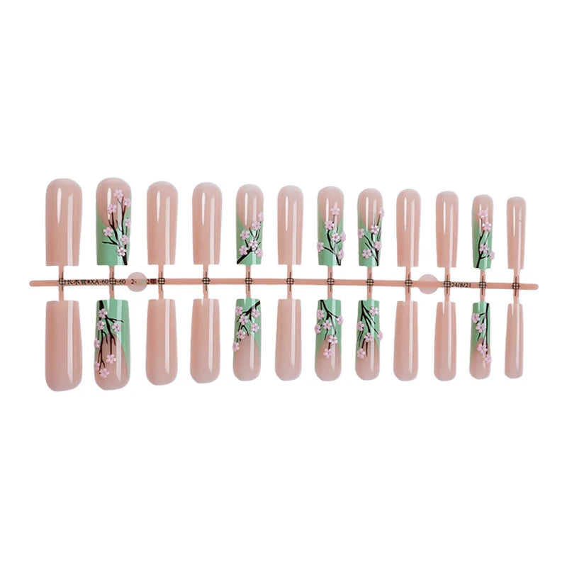 Press-On Nail Set Intricate Floral No Glue Multiple Sizes