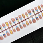 Press-On Nail Set Intricate Floral No Glue Reusable