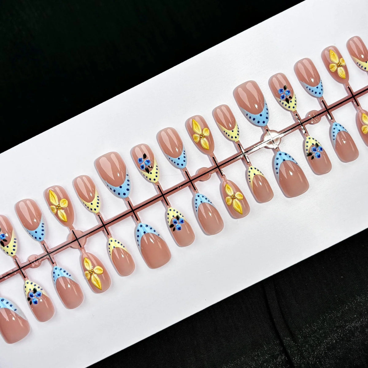 Press-On Nail Set Intricate Floral No Glue Reusable