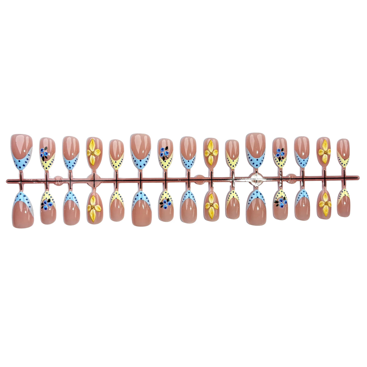 Press-On Nail Set Intricate Floral No Glue Reusable
