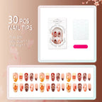Press-On Nail Set Intricate Floral Peel-And-Stick & Reusable