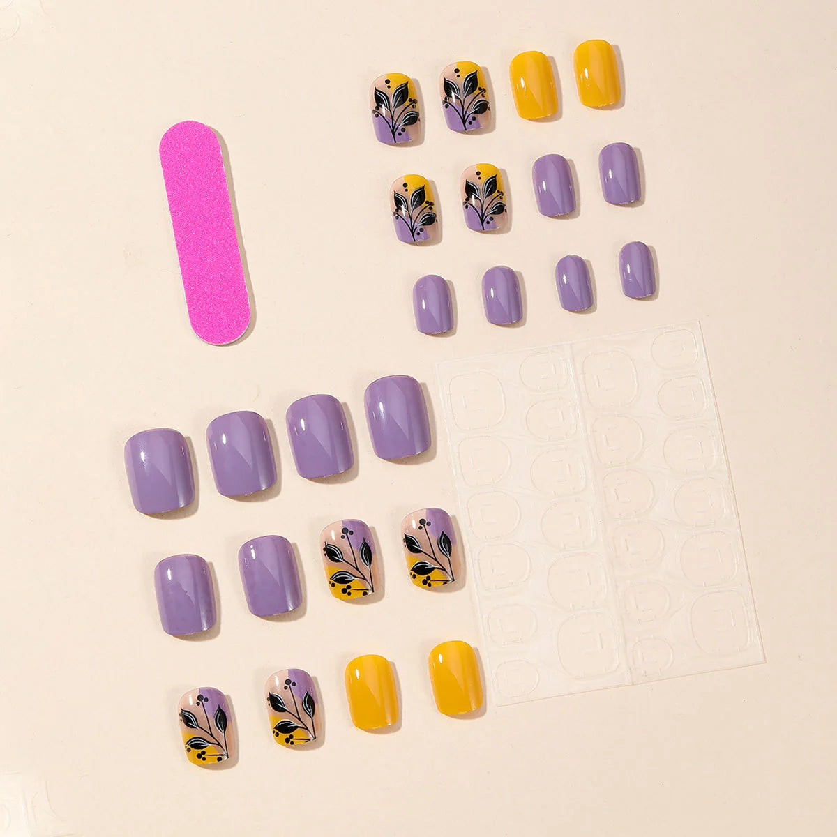 Press-On Nail Set Intricate Floral Premium Acrylic & Easy Application