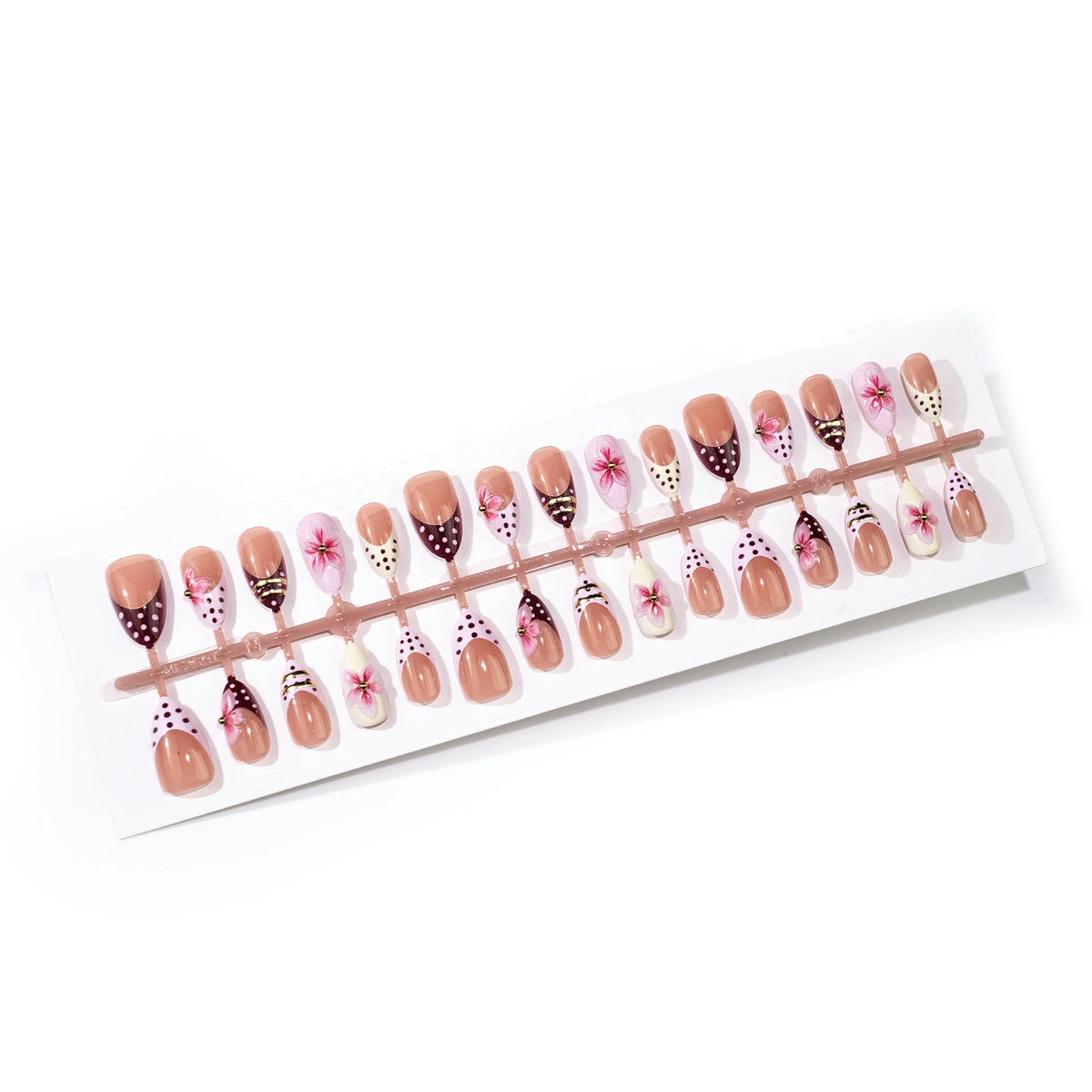 Press-On Nail Set Intricate Floral Reusable & Easy Application