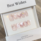 Press-On Nail Set Intricate Floral Reusable & Glue-Free