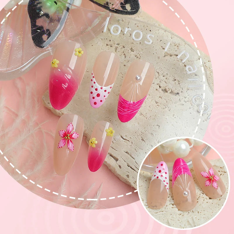 Press-On Nail Set Intricate Floral Salon-Quality
