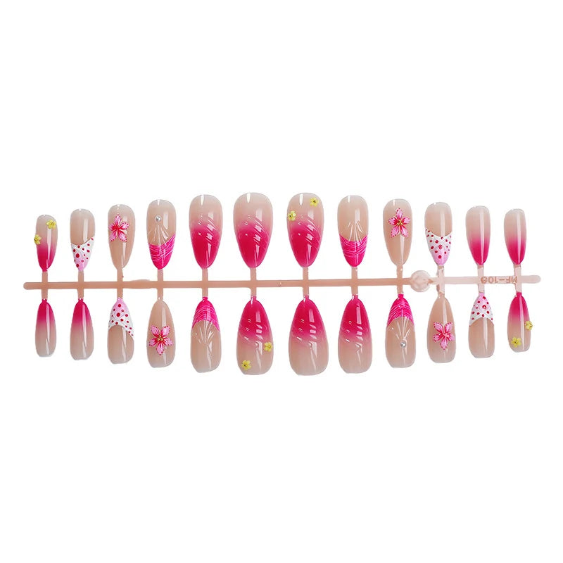 Press-On Nail Set Intricate Floral Salon-Quality