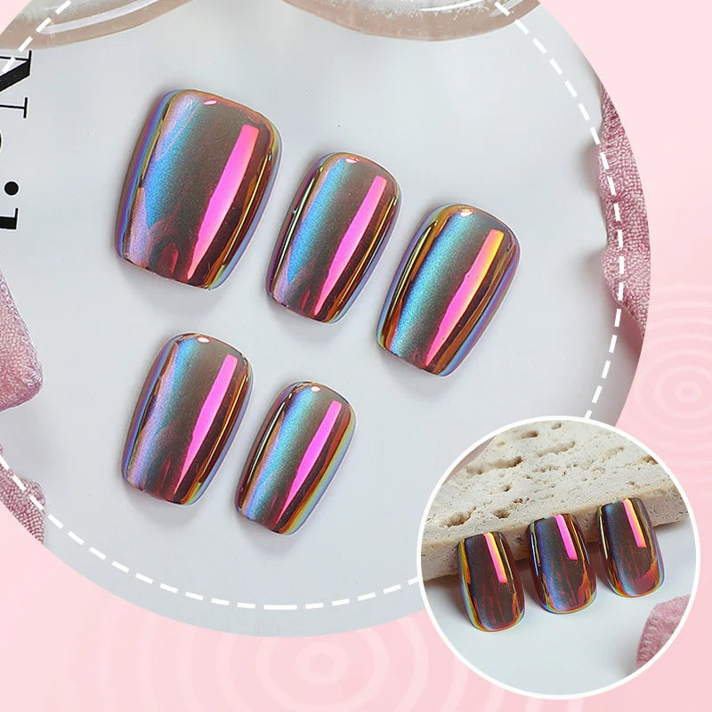 Press-On Nail Set Iridescent Cat Eye Peel & Stick