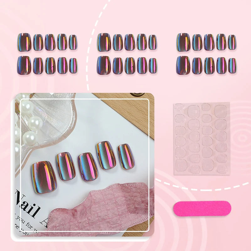 Press-On Nail Set Iridescent Cat Eye Peel & Stick