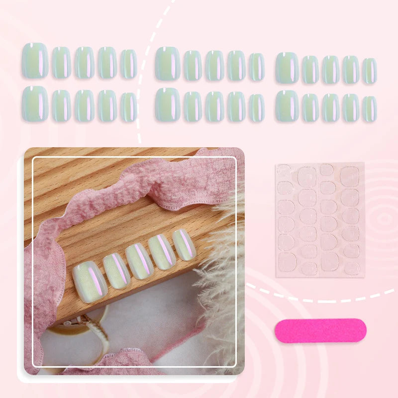Press-On Nail Set Iridescent Finish Reusable & Durable