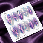Press-On Nail Set Iridescent Floral Multiple Sizes