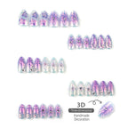 Press-On Nail Set Iridescent Floral Multiple Sizes