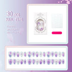 Press-On Nail Set Iridescent Floral Multiple Sizes