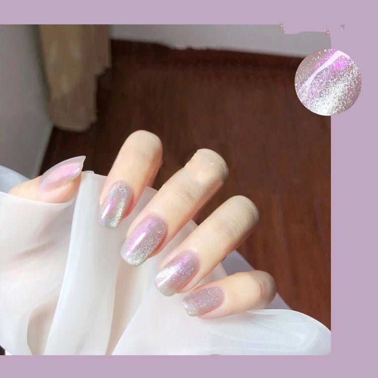 Press-On Nail Set Iridescent No Glue & Long-Lasting