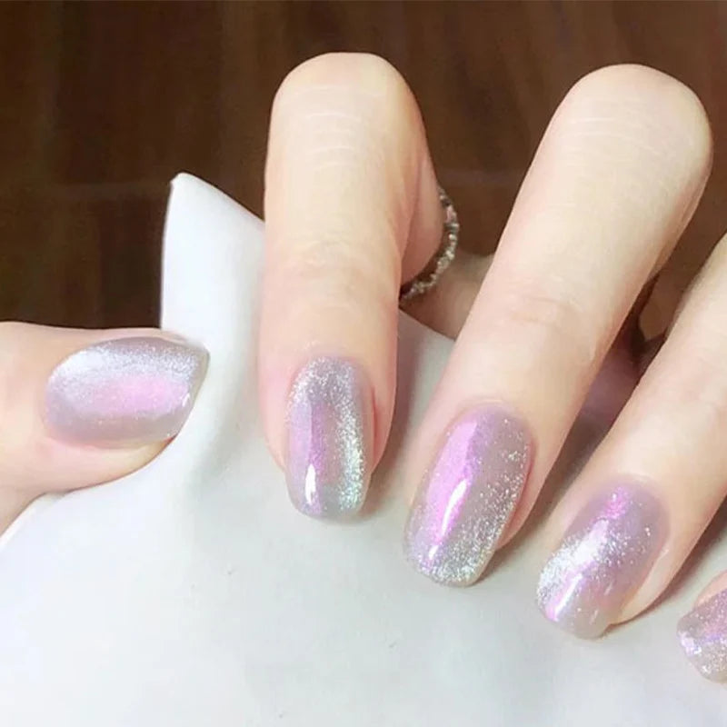 Press-On Nail Set Iridescent No Glue & Long-Lasting