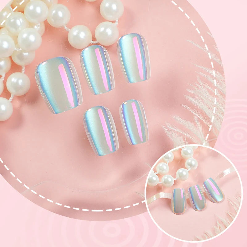 Press-On Nail Set Iridescent Reusable & Multiple Sizes