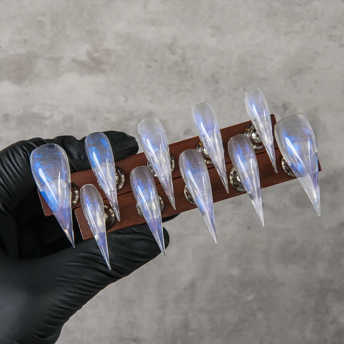 Press-On Nail Set Iridescent Stiletto Easy Application
