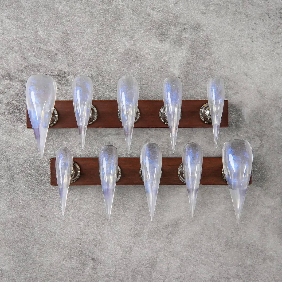 Press-On Nail Set Iridescent Stiletto Easy Application