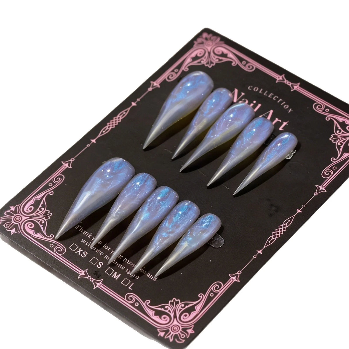Press-On Nail Set Iridescent Stiletto Easy Application