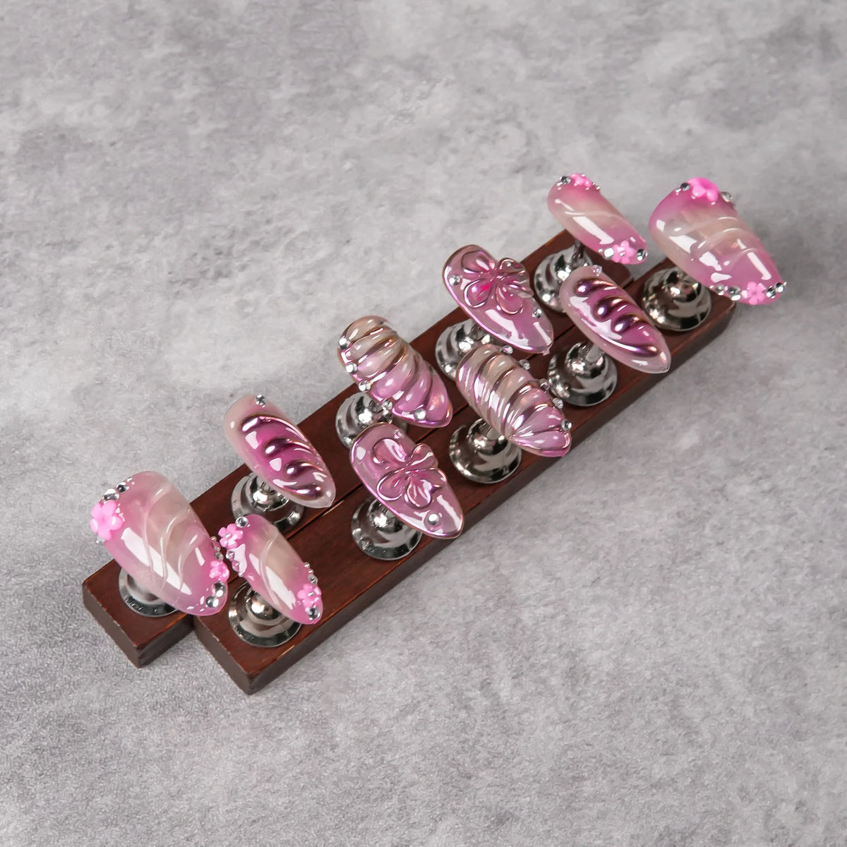 Press-On Nail Set Jewel-Accented No Glue Reusable