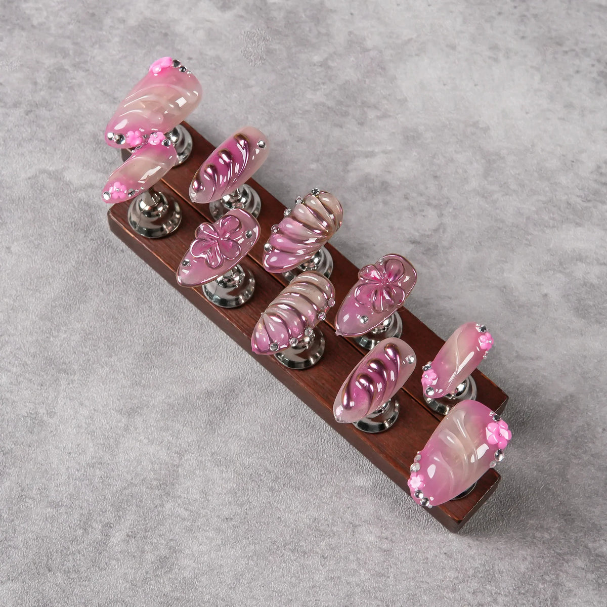 Press-On Nail Set Jewel-Accented No Glue Reusable