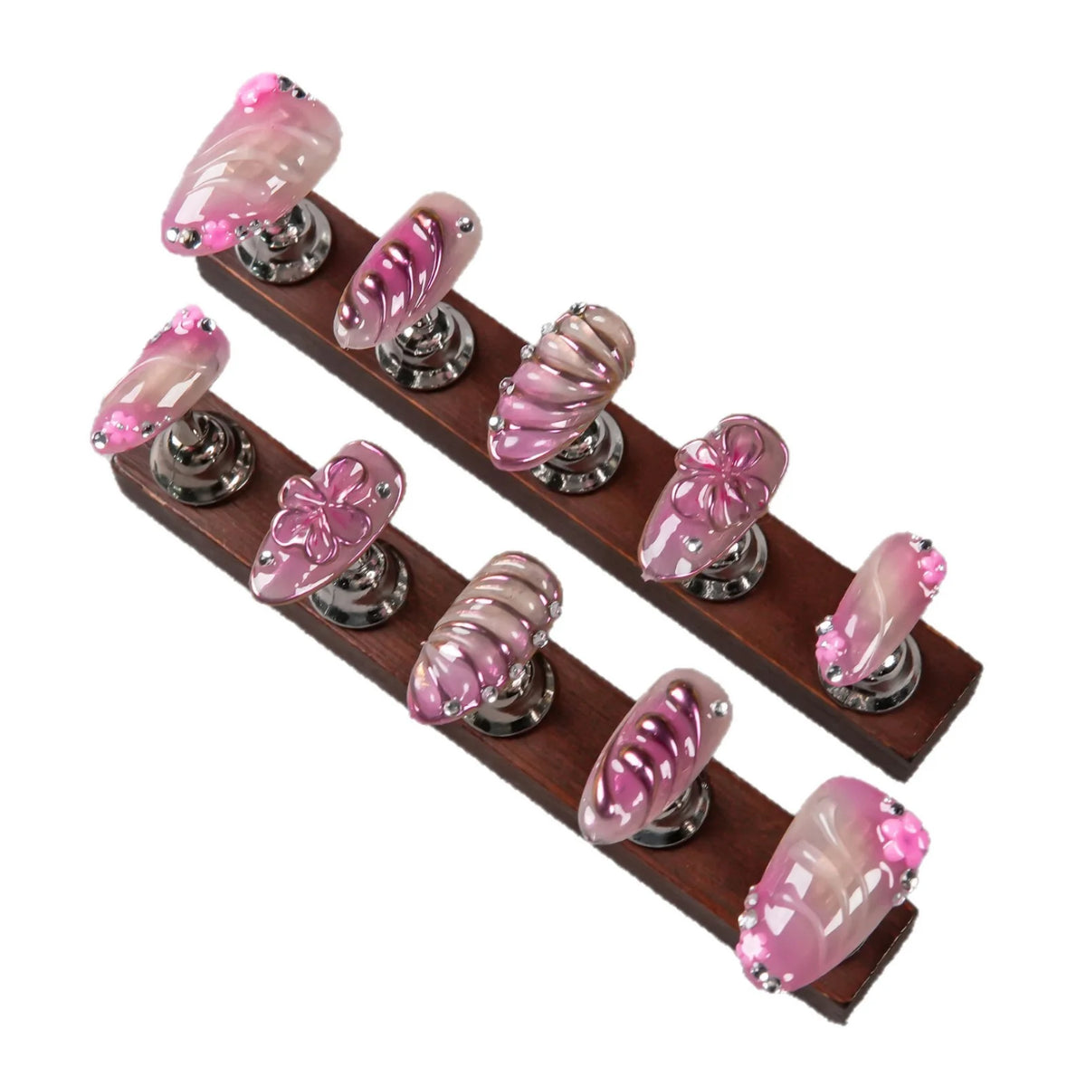 Press-On Nail Set Jewel-Accented No Glue Reusable