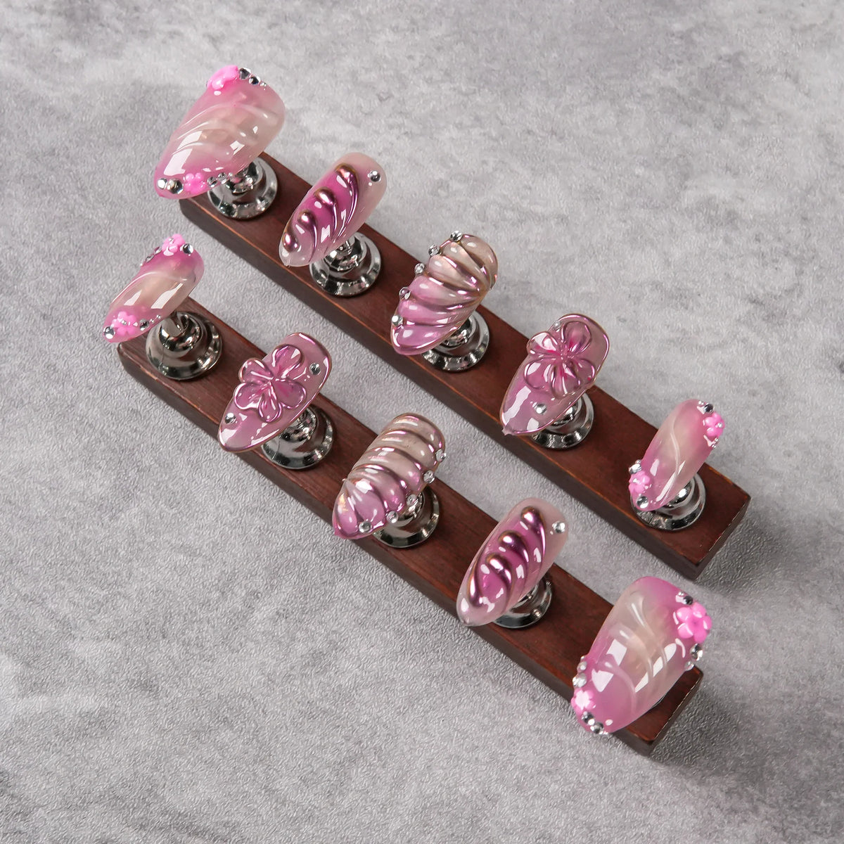 Press-On Nail Set Jewel-Accented No Glue Reusable