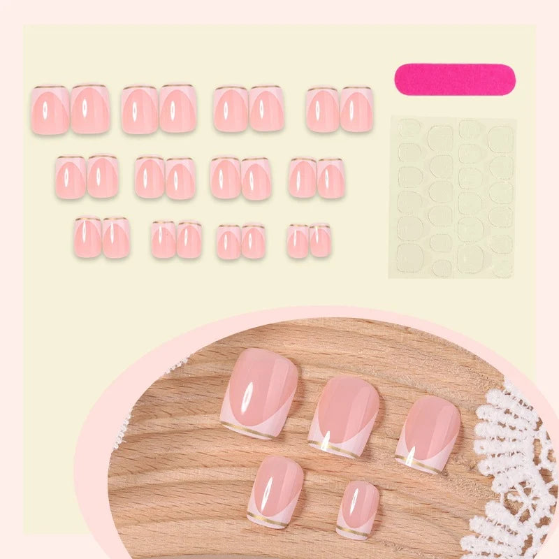 Press-On Nail Set Lace Design Reusable Easy Application