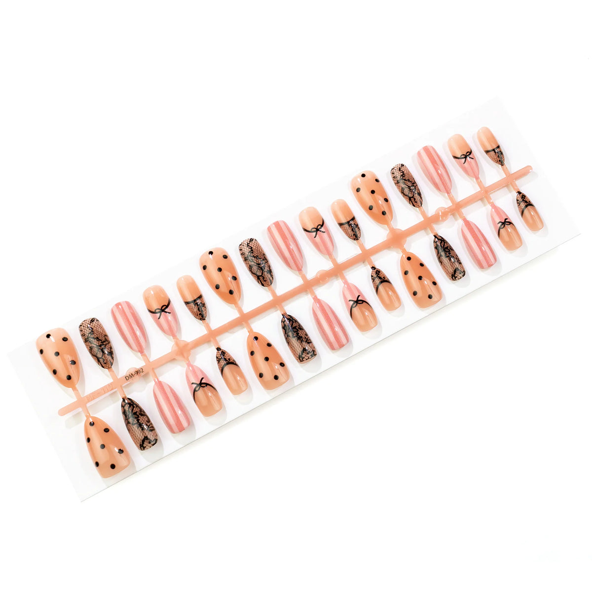 Press-On Nail Set Lace, Polka Dot & Stripe