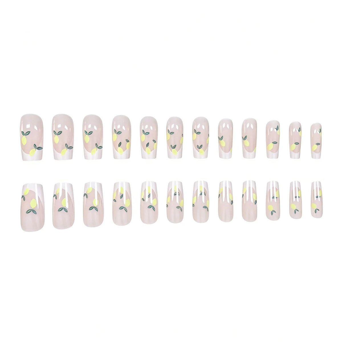 Press-On Nail Set Lemon Design Reusable Peel-And-Stick
