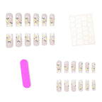 Press-On Nail Set Lemon Design Reusable Peel-And-Stick
