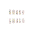 Press-On Nail Set Lemon Design Reusable Peel-And-Stick