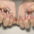 Press-On Nail Set Leopard & Floral Adhesive Backing Long-Lasting