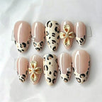 Press-On Nail Set Leopard & Floral Easy Apply Long-Lasting