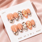 Press-On Nail Set Leopard & Floral Easy Apply Long-Lasting