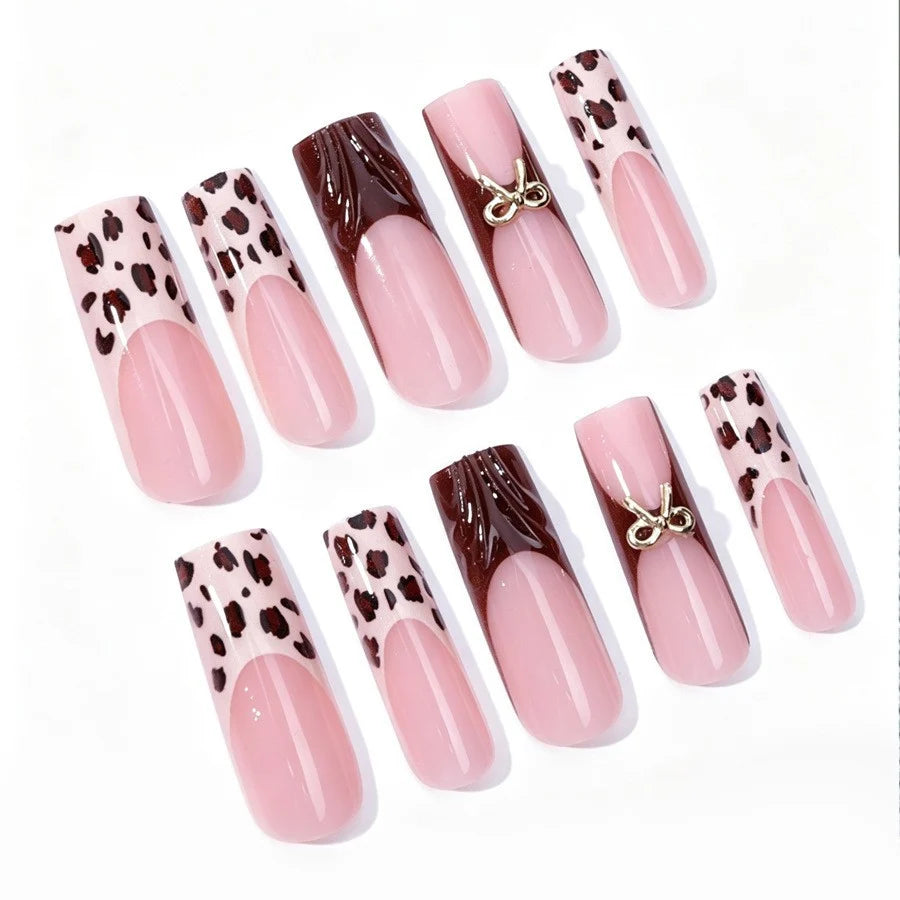Press-On Nail Set Leopard Print Easy Application