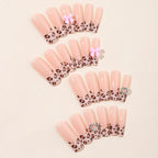 Press-On Nail Set Leopard Print & Glitter Embellished Self-Adhesive