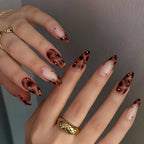 Press-On Nail Set Leopard Print & Glitter Self-Adhesive