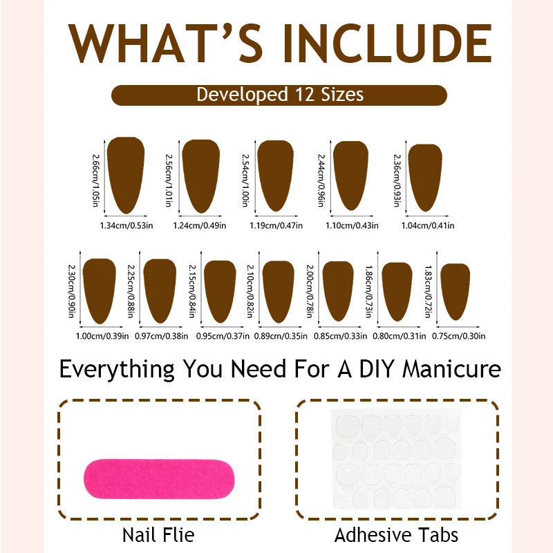 Press-On Nail Set Leopard Print & Glitter Self-Adhesive