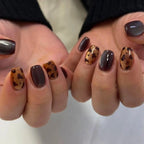 Press-On Nail Set Leopard Print Glossy Gel Long-Lasting