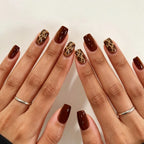 Press-On Nail Set Leopard Print Glossy Gel Long-Lasting