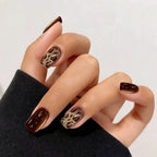 Press-On Nail Set Leopard Print Glossy Gel Long-Lasting