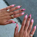 Press-On Nail Set Leopard Print Pink Accent Reusable