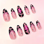Press-On Nail Set Leopard Print Pink Accent Reusable